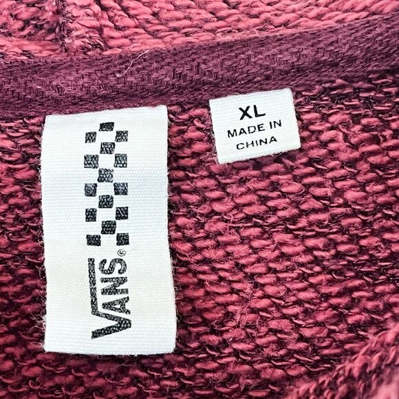 VANS Mens Pullover Slim Fit Big Logo Script Hoodie - Red Burgundy, Size XL - Picture 6 of 7